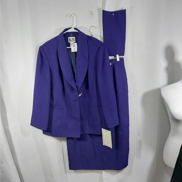 NWT! KB STELLA LOUISE! VIOLET PURPLE 3PC "TOP", JACKET & SKIRT DRESS SUIT!SZ 20W - Picture 2 of 13